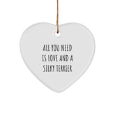 Silky Terrier Dog Lover Gifts from Friends and Family - All You Need Is Love And A Silky Terrier Heart Ornament for Christmas - Image 1